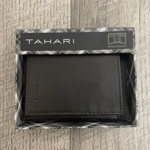 Tahari Mens Black Leather Trifold‎ Wallet S2B114-3FLD New in Box